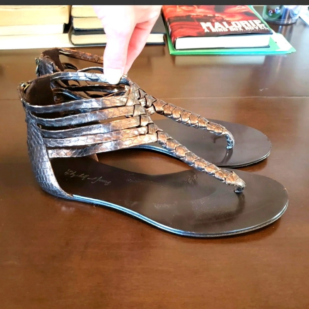 Elizabeth and James Blaze Gladiator Sandals Bronze Leather Shoes